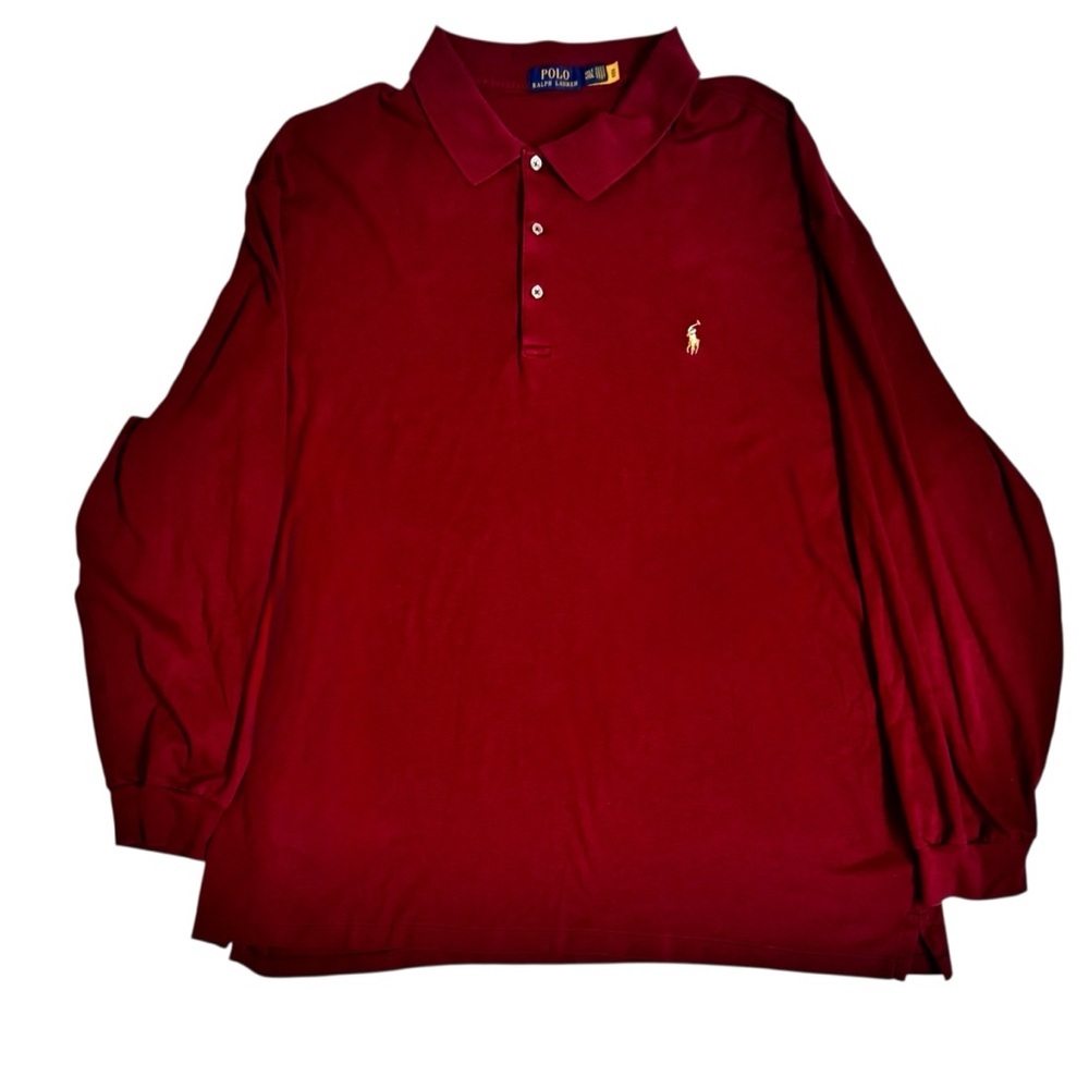 Polo Ralph Lauren soft collared long sleeve maroon logo pony cotton shirt 4XLT - Picture 4 of 8